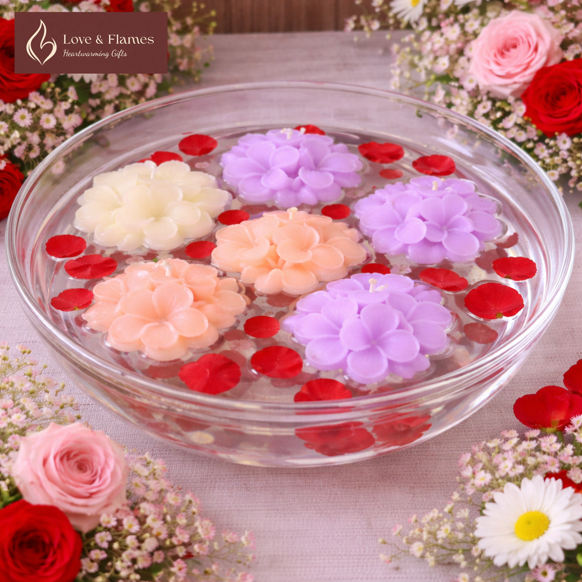 Floating Plumeria Frangipani Scented Candles – Water Floatable Floral Candles - Love & Flames