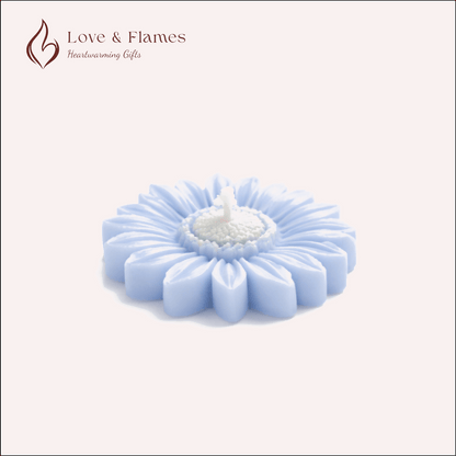 Floating Sunflower Scented Candle Color Blue Azure & Fragrance Lily - Love & Flames