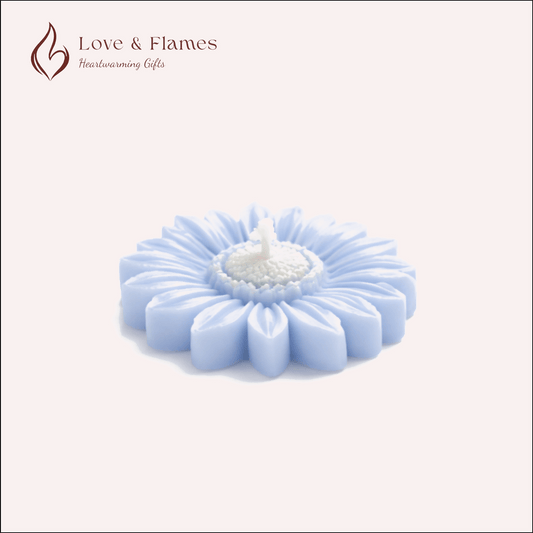 Floating Sunflower Scented Candle Color Blue Azure & Fragrance Lily - Love & Flames
