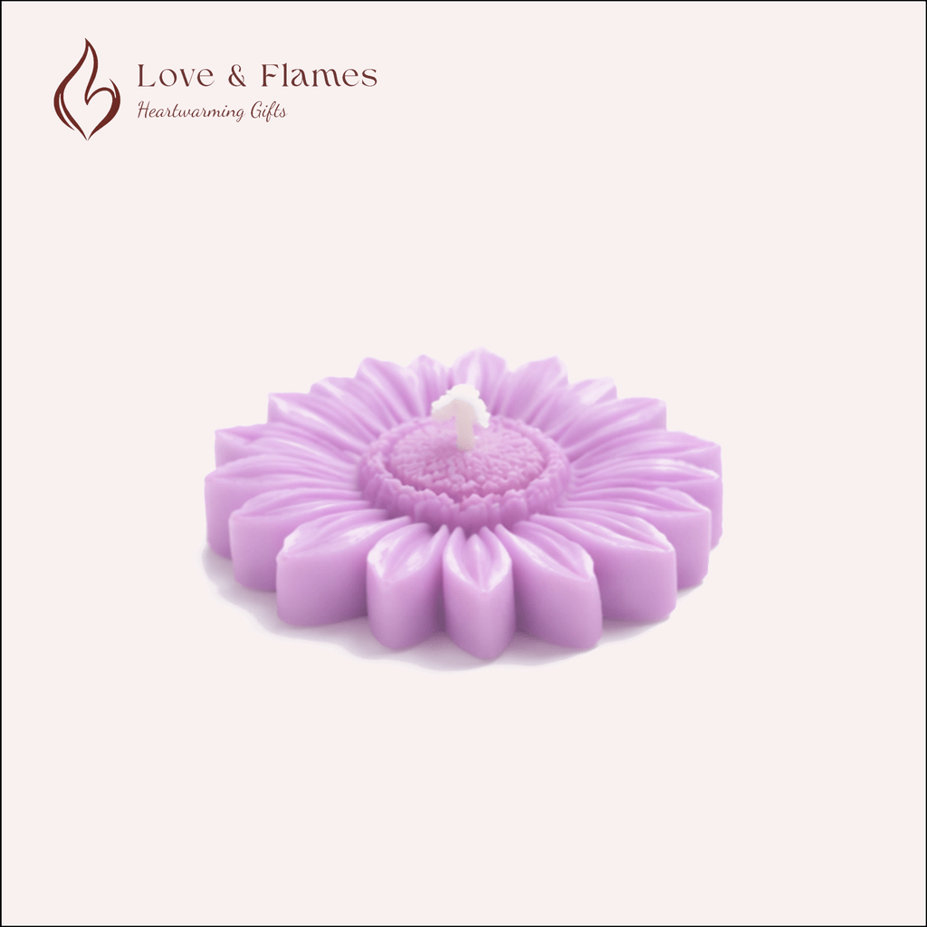 Floating Sunflower Scented Candle Color Purple Lavender & Fragrance Lavender - Love & Flames