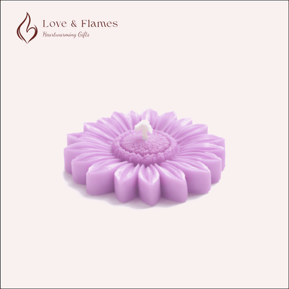 Floating Sunflower Scented Candle Color Purple Lavender & Fragrance Lavender - Love & Flames