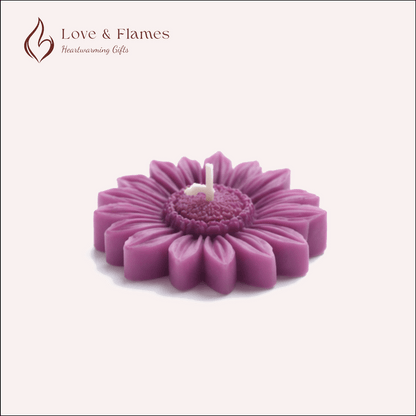 Floating Sunflower Scented Candle Color Purple Violet & Fragrance Night Queen - Love & Flames