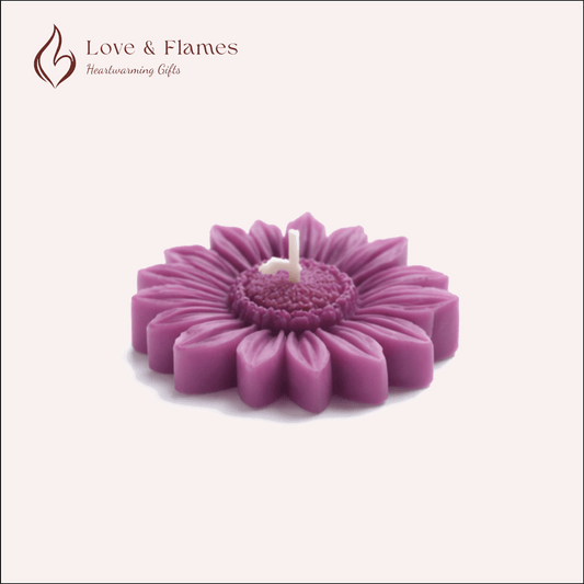 Floating Sunflower Scented Candle Color Purple Violet & Fragrance Night Queen - Love & Flames