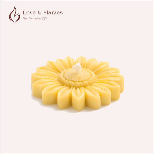 Floating Sunflower Scented Candle Color Yellow Lemon & Fragrance Jasmine - Love & Flames