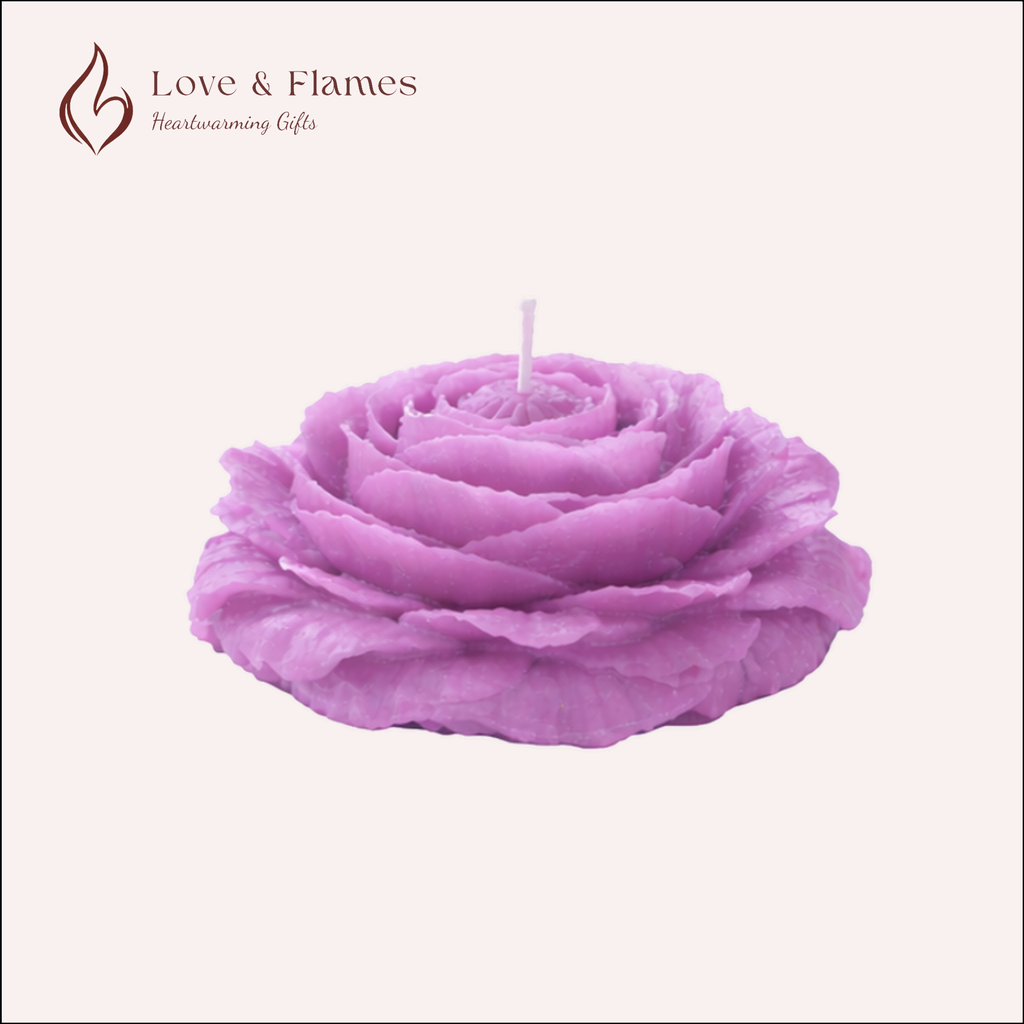 Forever Peony Flower Scented Candle Color Purple Light & Fragrance Lavender - Love & Flames