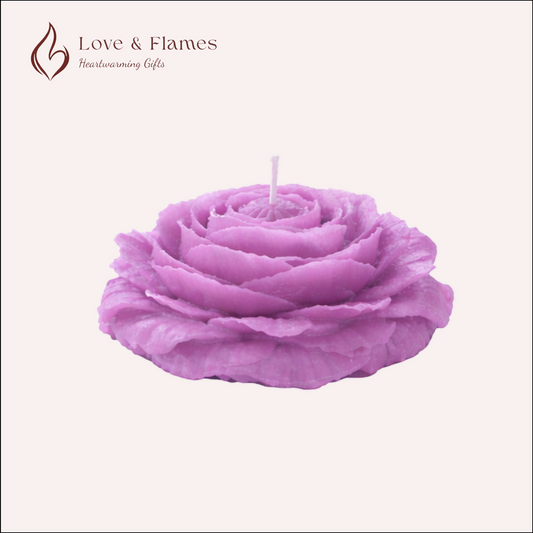 Forever Peony Flower Scented Candle Color Purple Light & Fragrance Lavender - Love & Flames