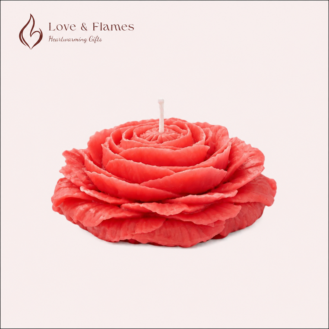 Forever Peony Flower Scented Candle Color Red Light & Fragrance Rose - Love & Flames