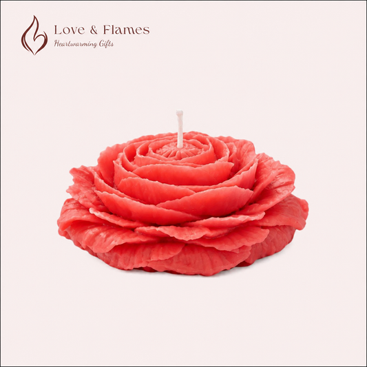 Forever Peony Flower Scented Candle Color Red Light & Fragrance Rose - Love & Flames
