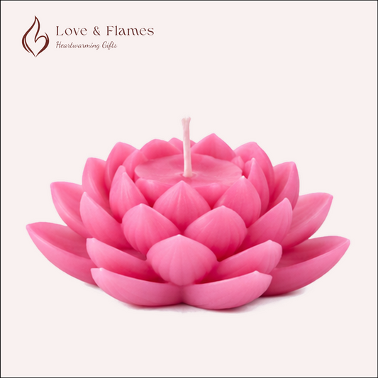 Lotus Flower Scented Candle Color Pink Petal & Fragrance Rose - Love & Flames