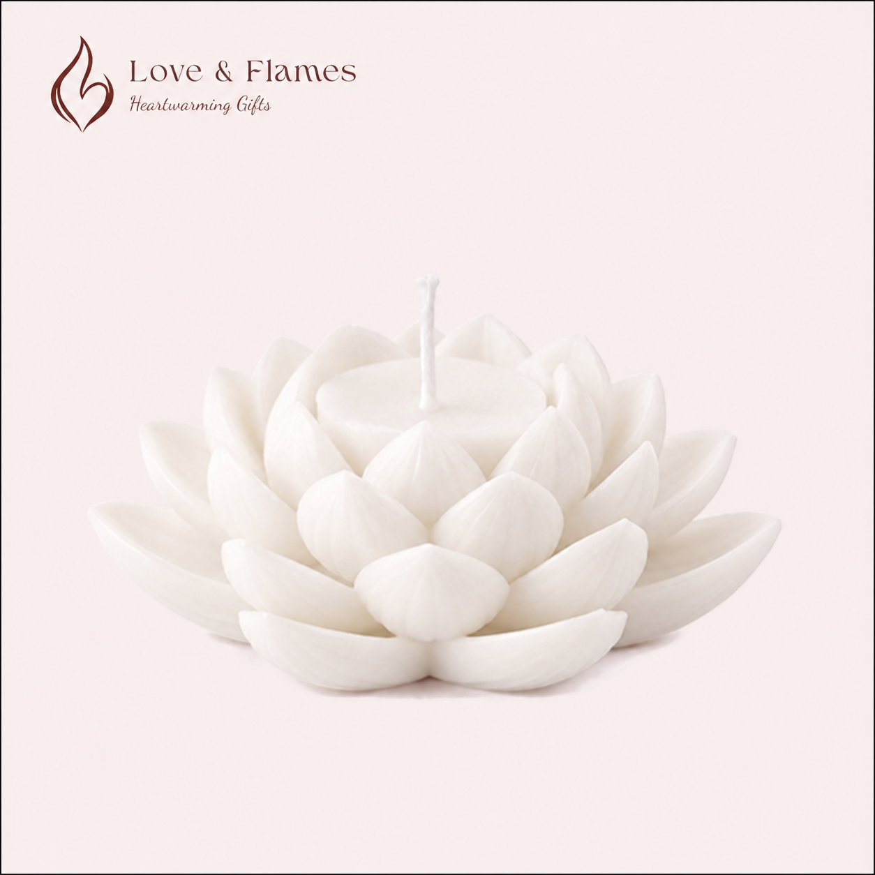 Lotus Flower Scented Candle Color White Ivory & Fragrance Vanilla - Love & Flames