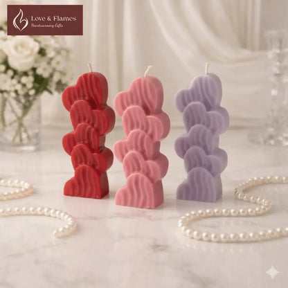 Love Heart Stack Scented Candles for Romantic Gifts & Home Décor - Love & Flames
