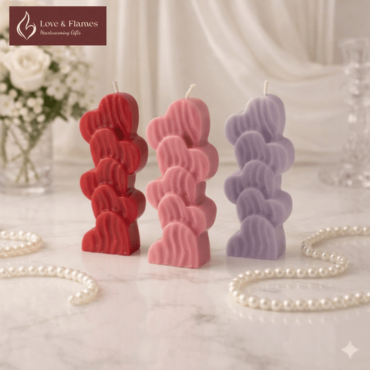 Love Heart Stack Scented Candles – Romantic Candles for Gifts & Home Décor - Love & Flames