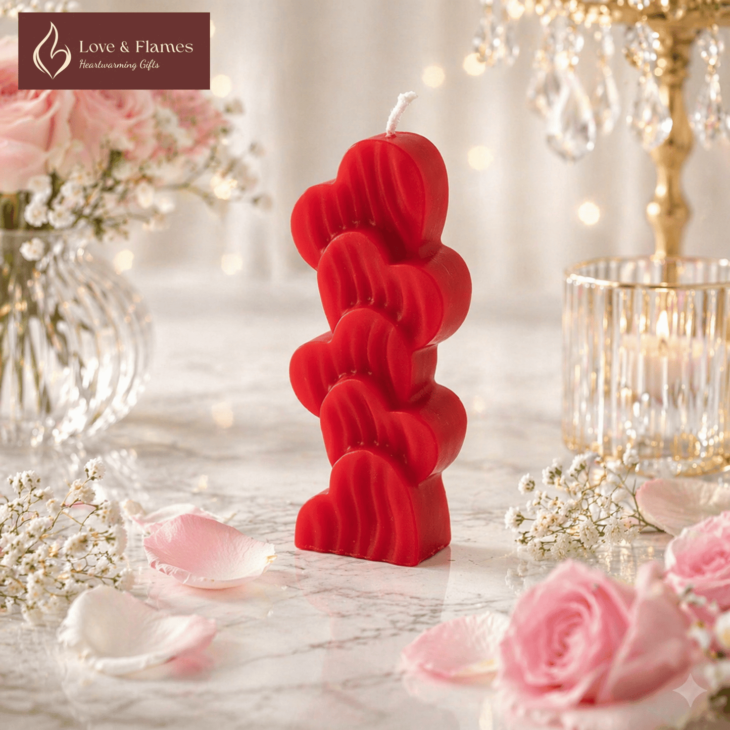 Love Heart Stack Scented Candles – Romantic Candles for Gifts & Home Décor - Love & Flames