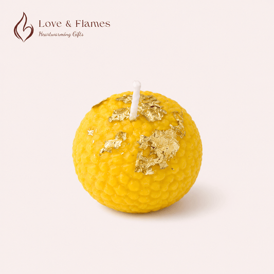 Motichoor Ladoo Scented Candle Color Yellow Sunshine & Fragrance Kesar - Love & Flames