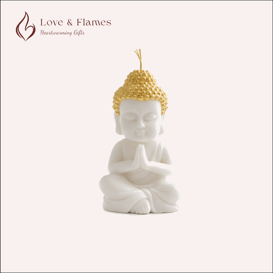Peaceful Buddha Scented Candle Color Gold Luxe & Fragrance Vanilla - Love & Flames