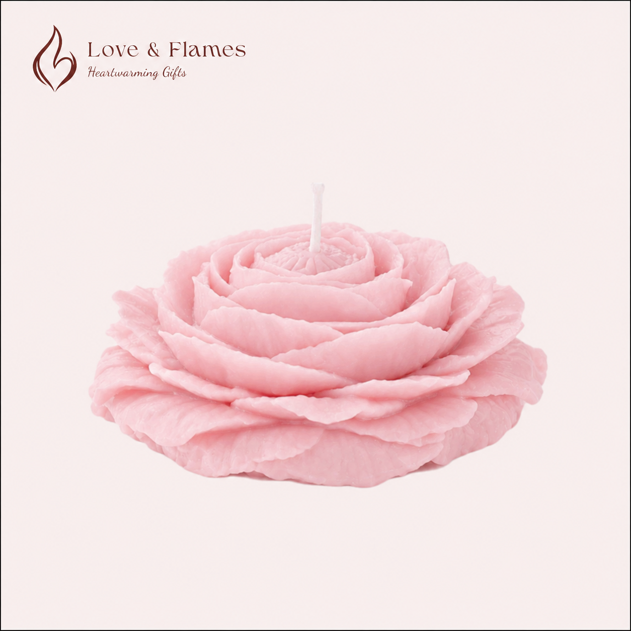 Peony Bloom Flower Scented Candle Color Pink Blush & Fragrance Vanilla - Love & Flames