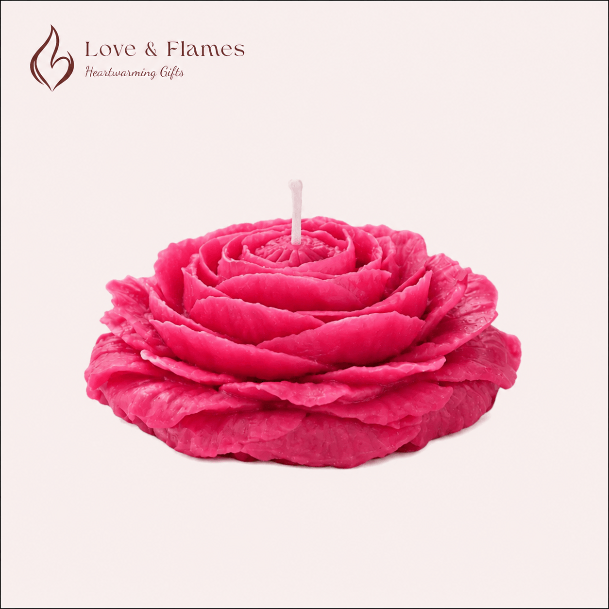 Peony Bloom Flower Scented Candle Color Pink Fuchsia & Fragrance Strawberry - Love & Flames