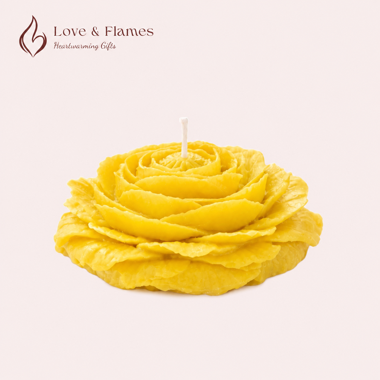 Peony Flower Scented Candle Color Yellow Lemon & Fragrance Jasmine - Love & Flames