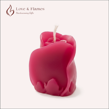 Rose Bud Scented Candle Color Pink Fuchsia & Fragrance Strawberry - Love & Flames