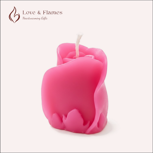 Rose Bud Scented Candle Color Pink Petal & Fragrance Rose - Love & Flames