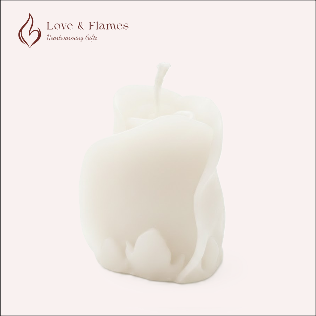 Rose Bud Scented Candle Color White Ivory & Fragrance Vanilla - Love & Flames