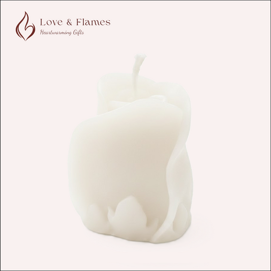 Rose Bud Scented Candle Color White Ivory & Fragrance Vanilla - Love & Flames