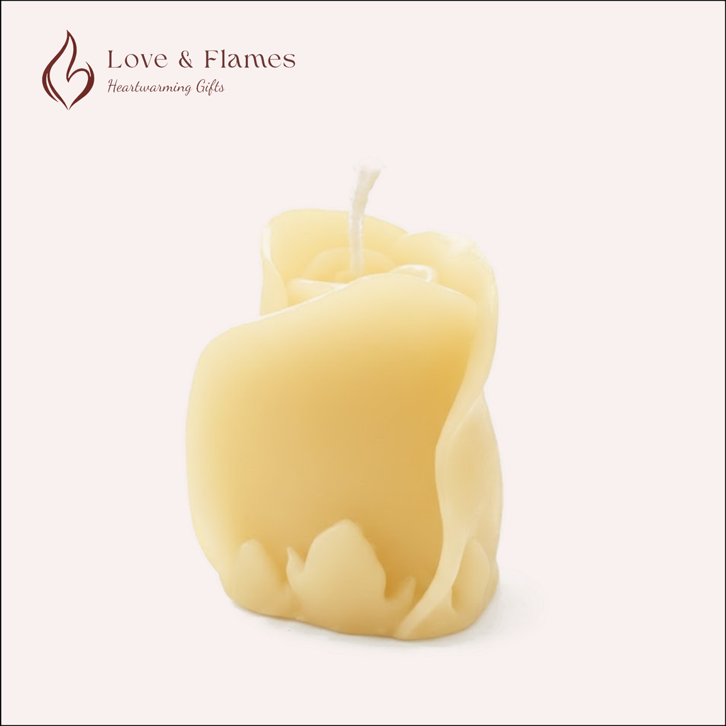 Rose Bud Scented Candle Color Yellow Lemon & Fragrance Jasmine - Love & Flames