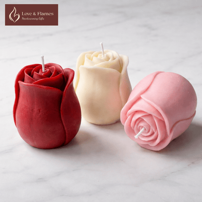 Rose Bud Scented Candles – Long Lasting Floral Aroma for Home & Gifting - Love & Flames