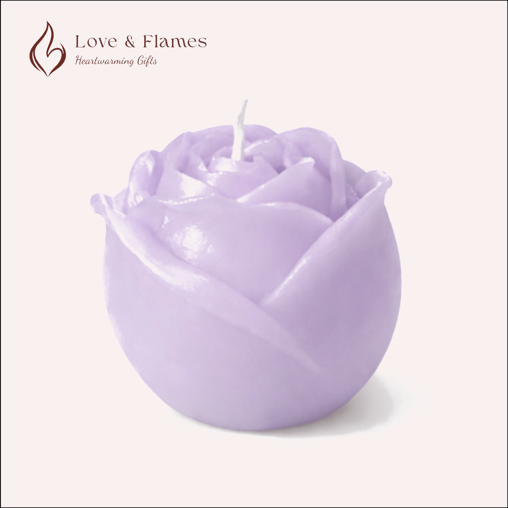 Rose Flower Scented Candle Color Purple Lavender & Fragrance Lavender - Love & Flames