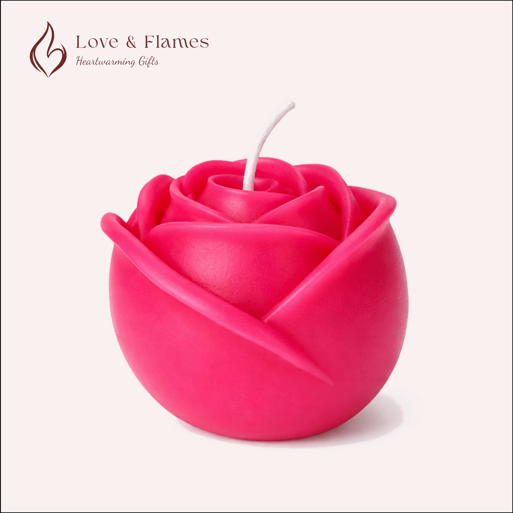 Rose Flower Scented Candle Color Red Crimson & Fragrance Rose - Love & Flames