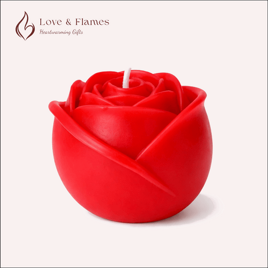 Rose Flower Scented Candle Color Red Scarlet & Fragrance Strawberry - Love & Flames