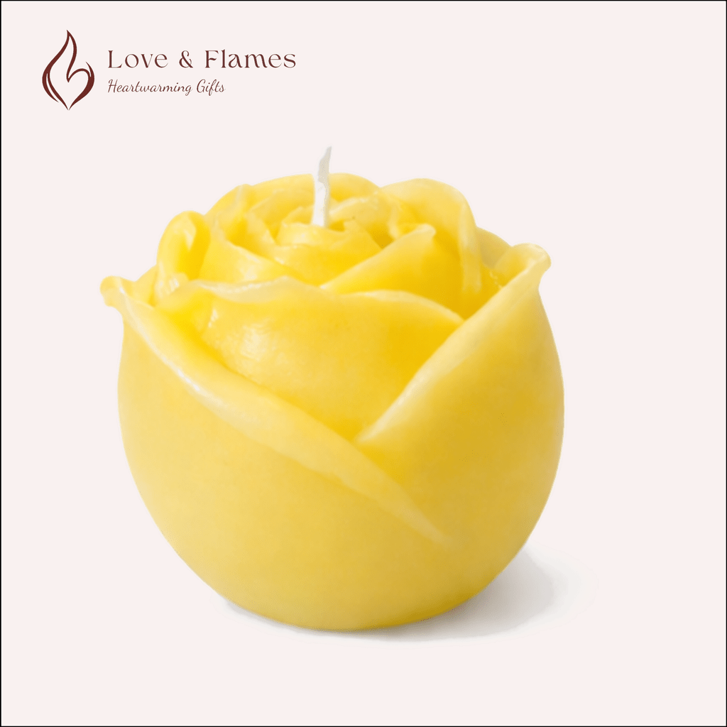 Rose Flower Scented Candle Color Yellow Sunshine & Fragrance Vanilla - Love & Flames