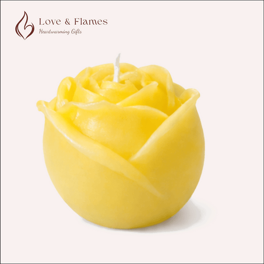 Rose Flower Scented Candle Color Yellow Sunshine & Fragrance Vanilla - Love & Flames