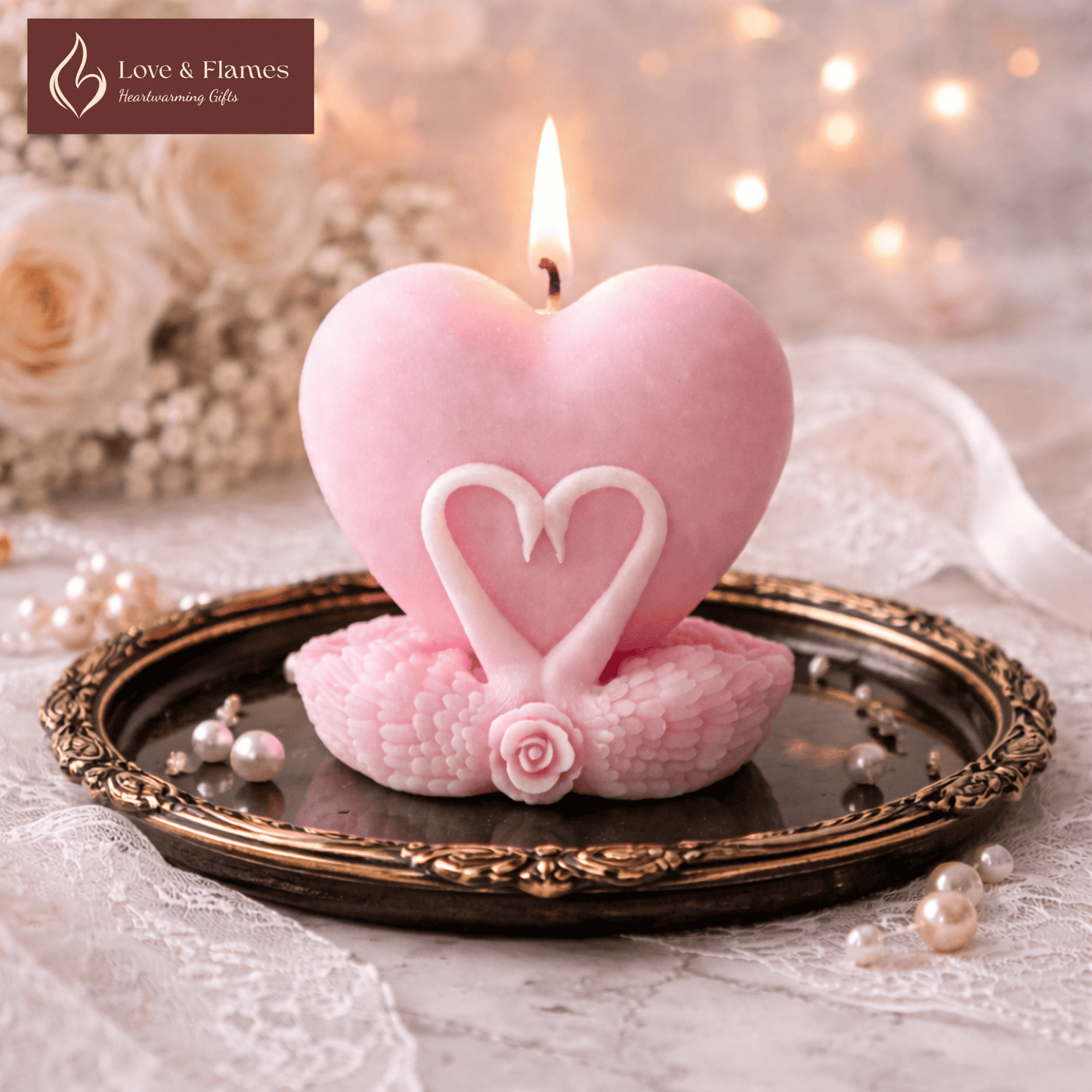 Serene Love Heart Scented Candles for Relaxation & Romantic Décor - Love & Flames