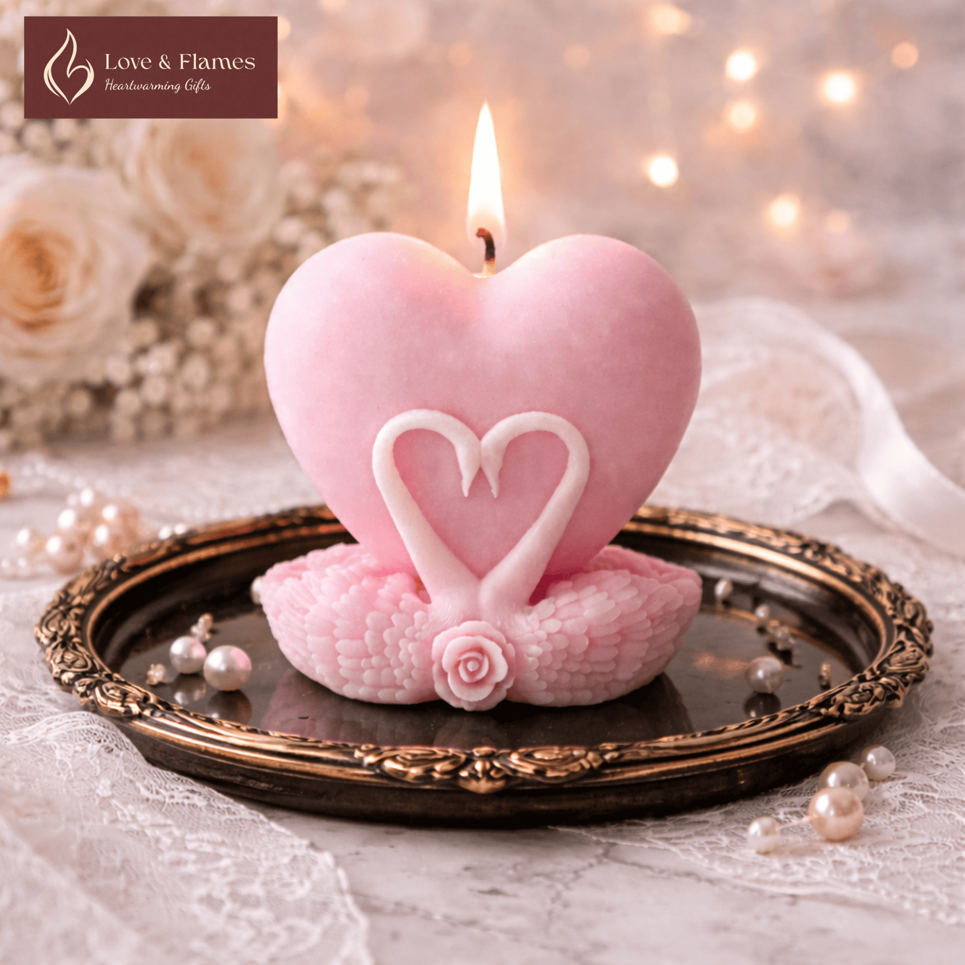 Serene Love Heart Scented Candles for Relaxation & Romantic Décor - Love & Flames