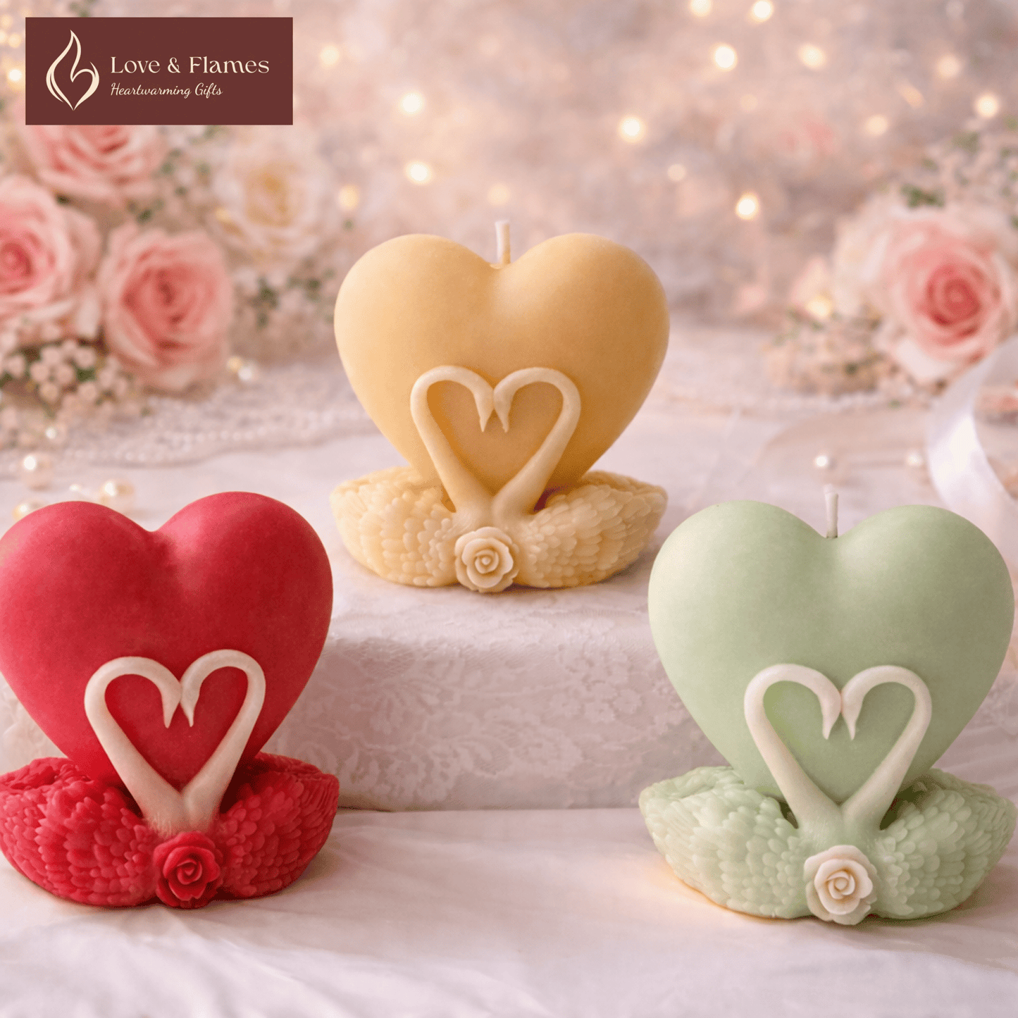 Serene Love Heart Scented Candles for Relaxation & Romantic Décor - Love & Flames