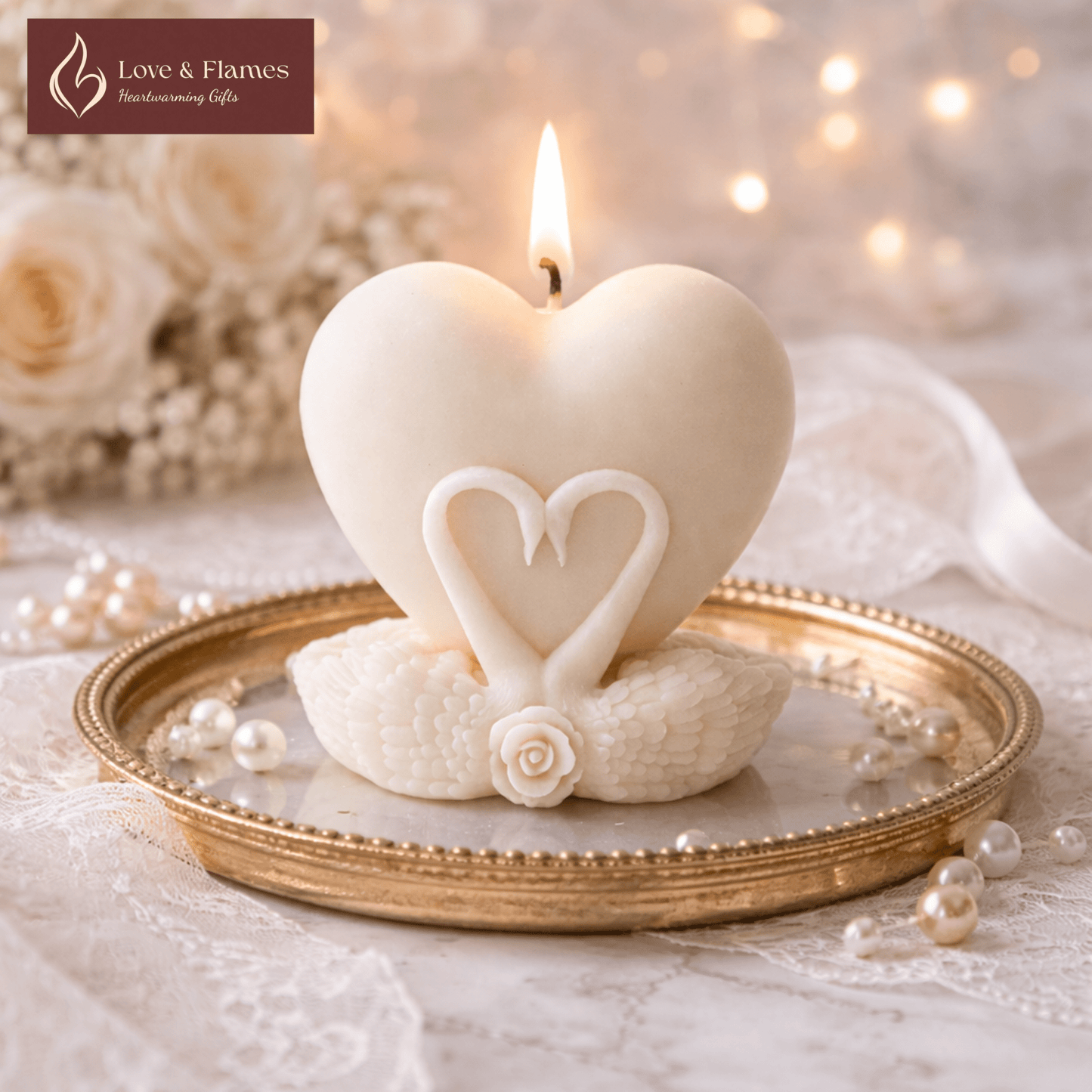 Serene Love Heart Scented Candles for Relaxation & Romantic Décor - Love & Flames