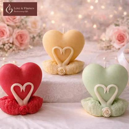 Serene Love Heart Scented Candles for Relaxation & Romantic Décor - Love & Flames