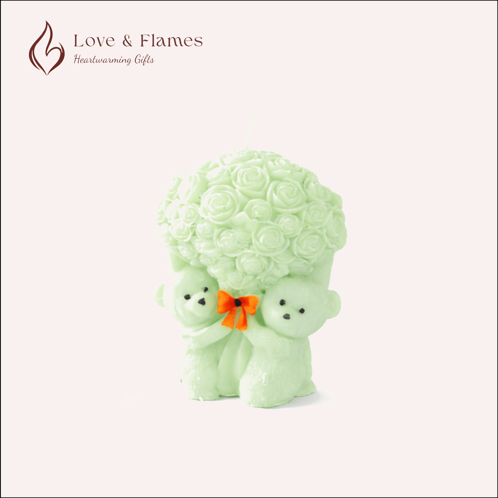 Teddy Bear Bouquet Scented Candles for Home Decor, Gifts & Relaxation - Love & Flames
