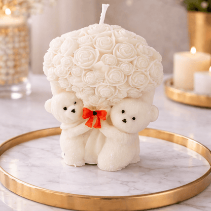 Teddy Bear Bouquet Scented Candles for Home Decor, Gifts & Relaxation - Love & Flames