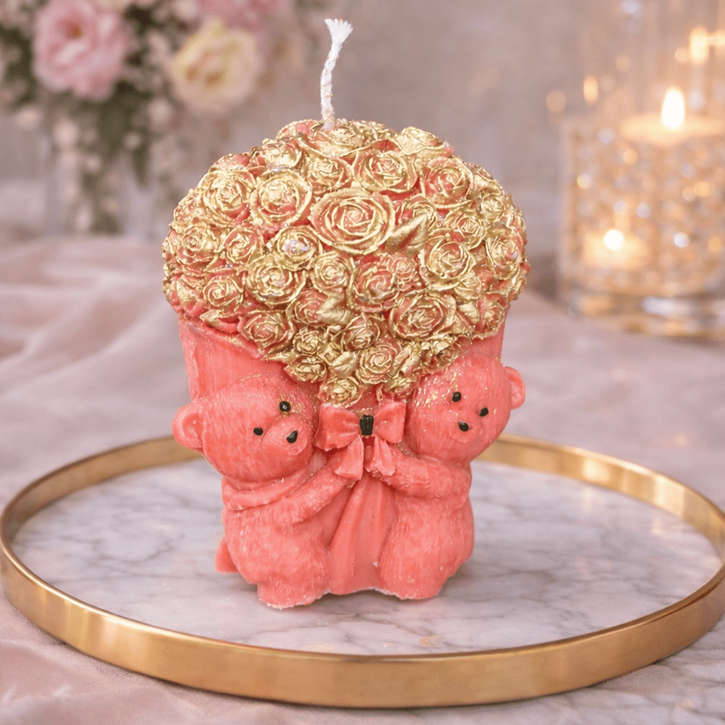 Teddy Bear Bouquet Scented Candles for Home Decor, Gifts & Relaxation - Love & Flames