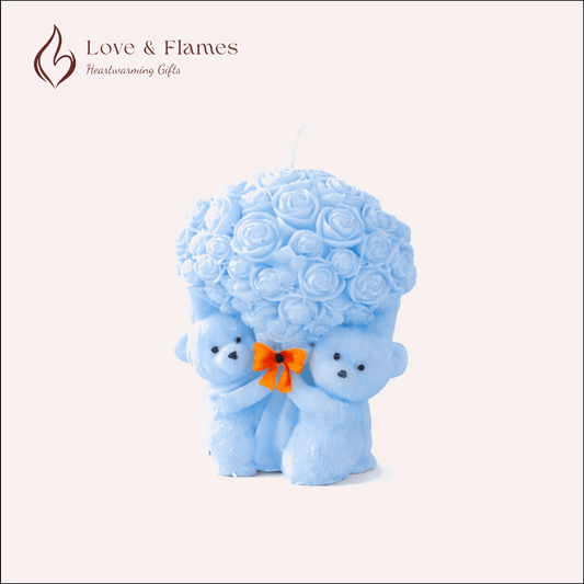 Teddy Bear Bouquet Scented Candles for Home Decor, Gifts & Relaxation - Love & Flames
