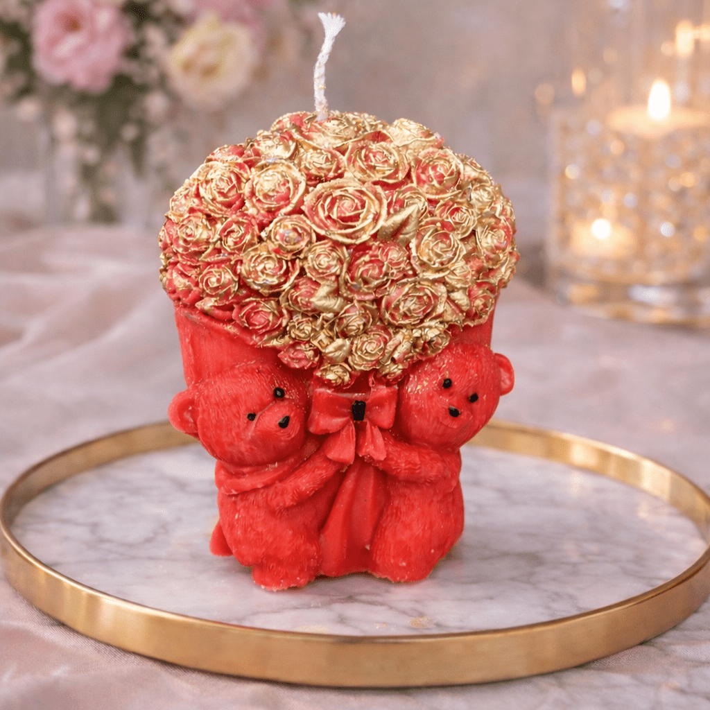 Teddy Bear Bouquet Scented Candles for Home Decor, Gifts & Relaxation - Love & Flames
