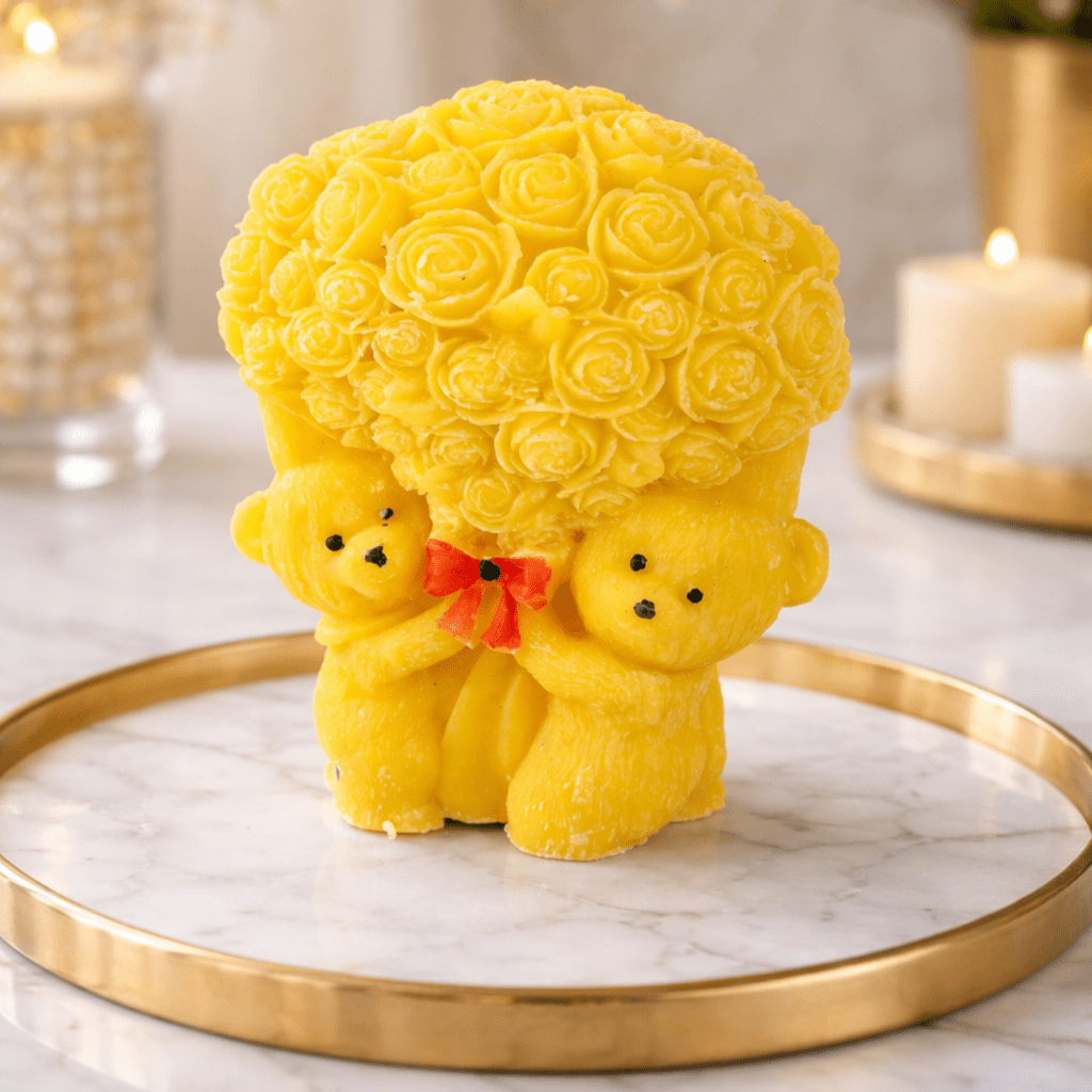 Teddy Bear Bouquet Scented Candles for Home Decor, Gifts & Relaxation - Love & Flames