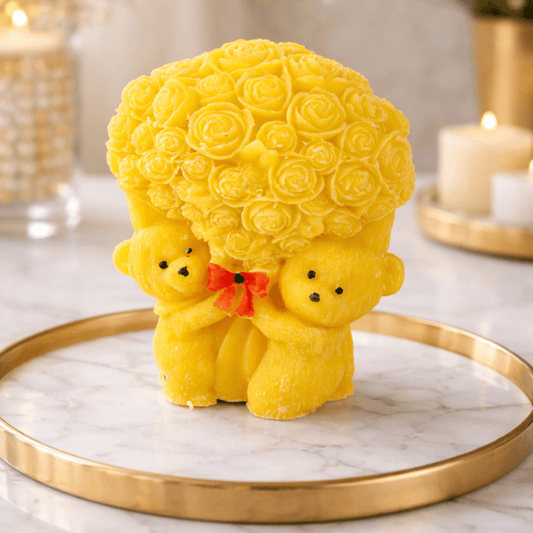 Teddy Bear Bouquet Scented Candles for Home Decor, Gifts & Relaxation - Love & Flames