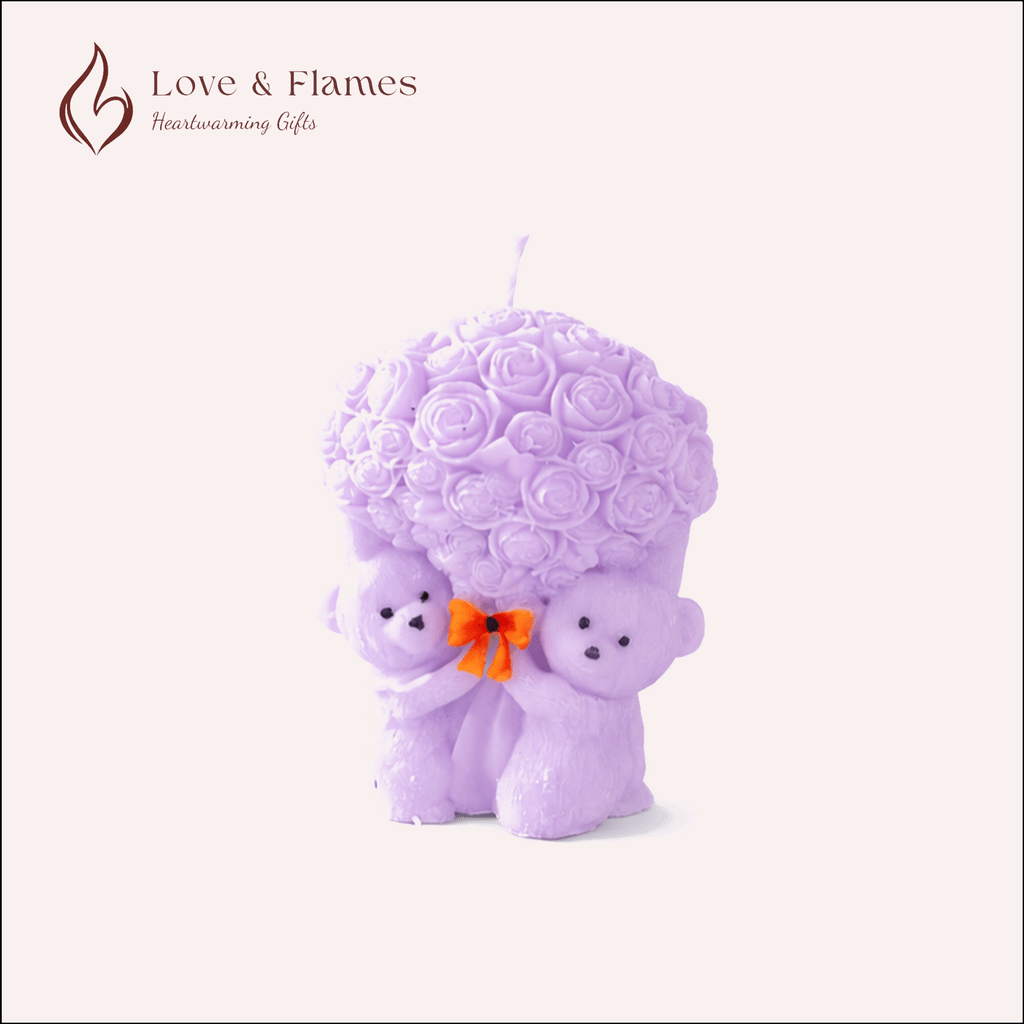 Teddy Bear Bouquet Scented Candles for Home Decor, Gifts & Relaxation - Love & Flames