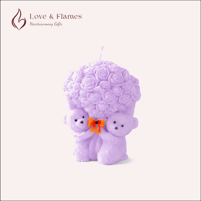 Teddy Bear Bouquet Scented Candles for Home Decor, Gifts & Relaxation - Love & Flames