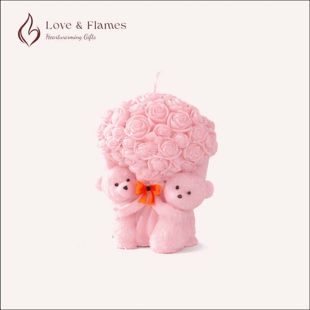Teddy Bear Bouquet Scented Candles for Home Decor, Gifts & Relaxation - Love & Flames