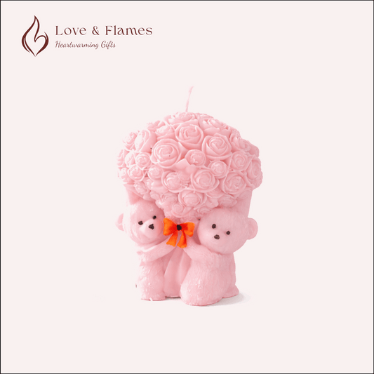 Teddy Bear Bouquet Scented Candles for Home Decor, Gifts & Relaxation - Love & Flames