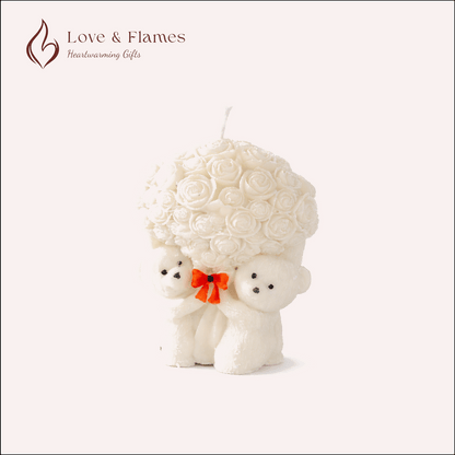 Teddy Bear Bouquet Scented Candles for Home Decor, Gifts & Relaxation - Love & Flames